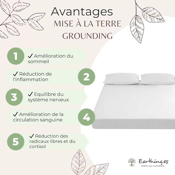 Draps coton Earthing + câble + adaptateur Santé Originelle