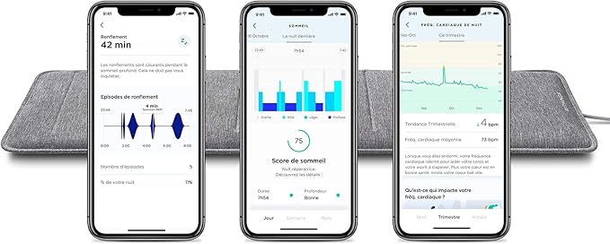 Withings Sleep Analyzer Capteur de Sommeil avec Détection de l'Apnée du Sommeil Validé Cliniquement, Gris, Pack of 1 Santé Originelle