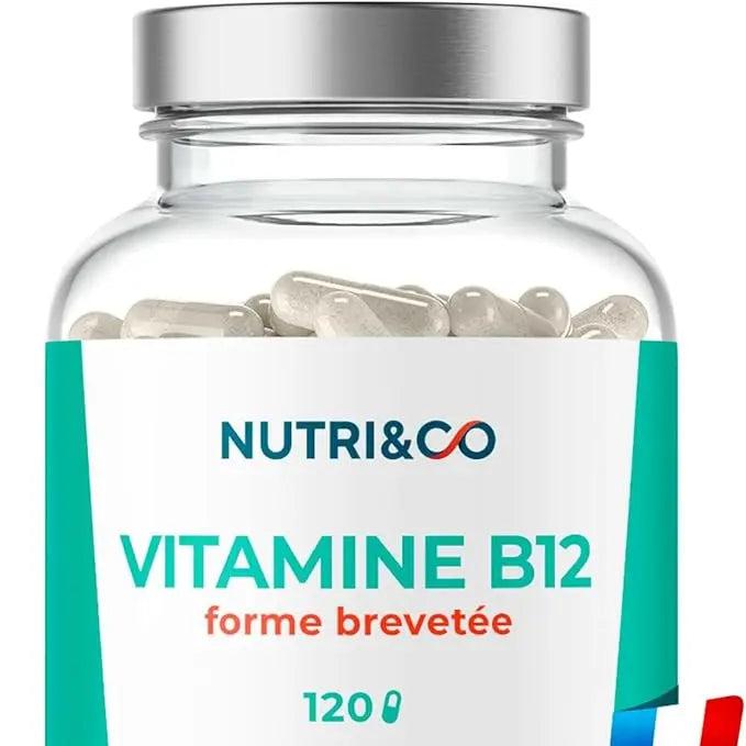 Vitamine B12 Vegan 1000 mcg - Méthylcobalamine Brevetée Pure & Biodisponible - Haute Absorption - Anti Fatigue & Immunité - 120 gélules Sans Gluten - Nutri&Co - Conditionné en France Santé Originelle